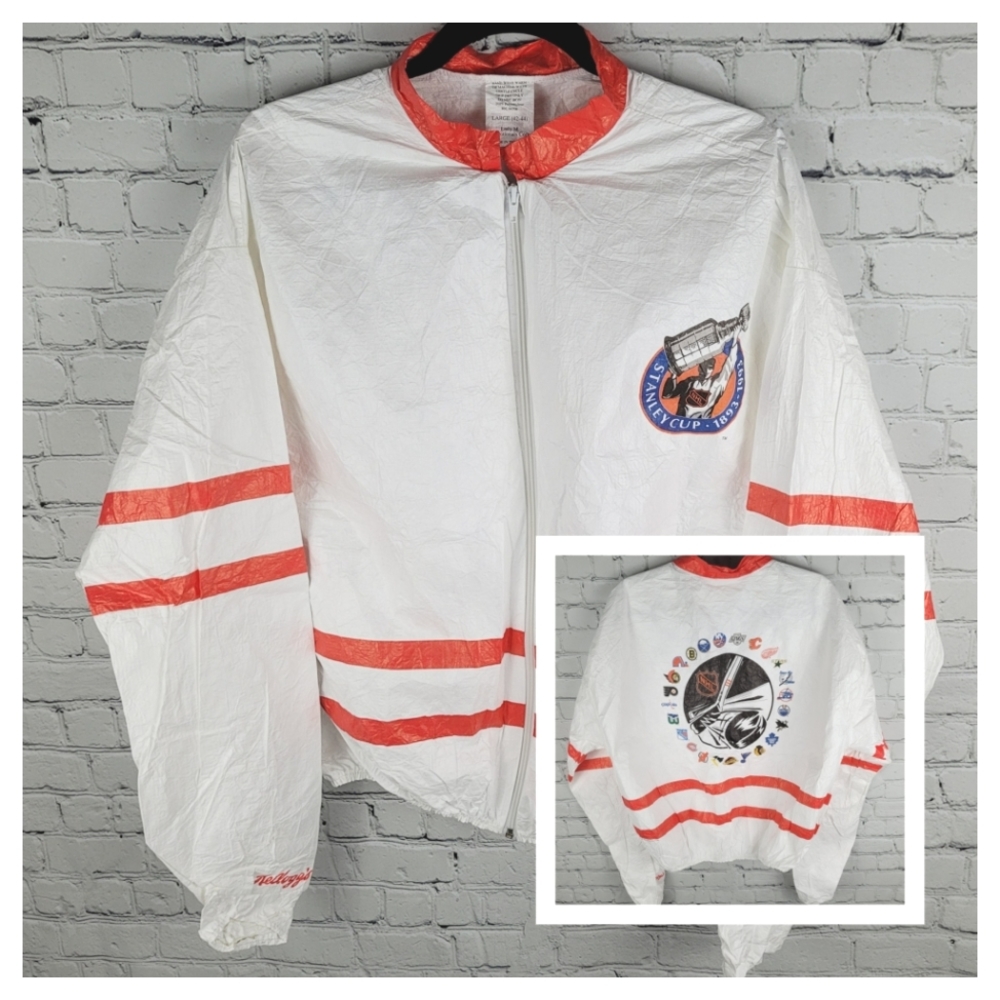 VINTAGE | NHL Stanley Cup hockey 1993 Kellogg's zip tyvek windbreaker jacket